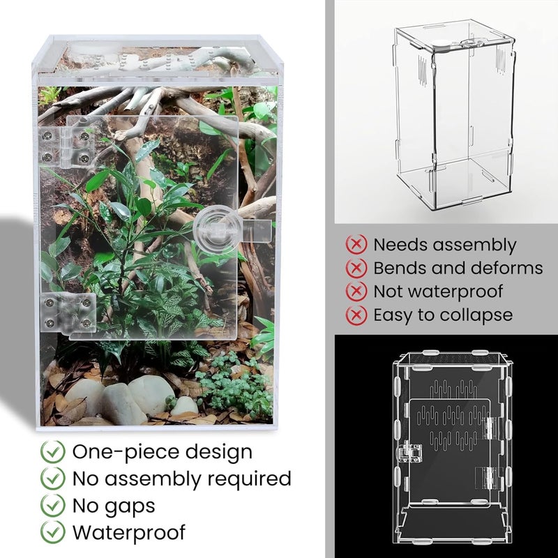 smartang Front Opening Terrarium Jumping Spider Enclosure,Tall Arboreal Tarantula Enclosure Terrarium with Cross Ventilation,Waterproof Acrylic Reptile Enclosure - Image 2